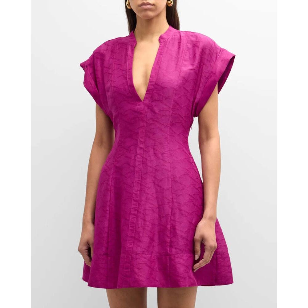 Derek Lam 10 Crosby Christina Short Sleeve Mini Dress in Hibiscus Purple NEW 4 S